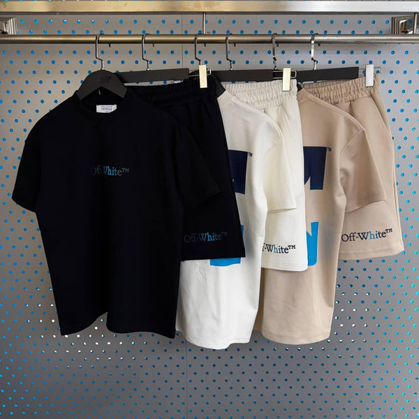 Conjunto Masculino Off-White con Logo y Flechas en Estilo Gradiente